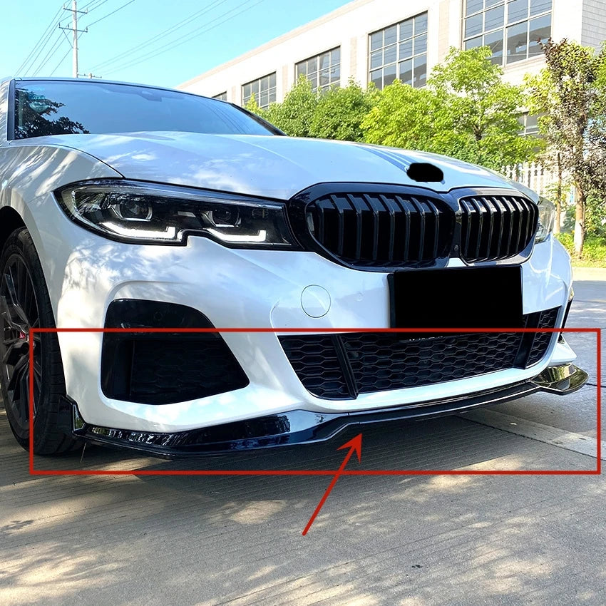BMW 3 Series G20 G21 320i 330i 2019-2022 Front Bumper Splitter Lip - Gloss Black