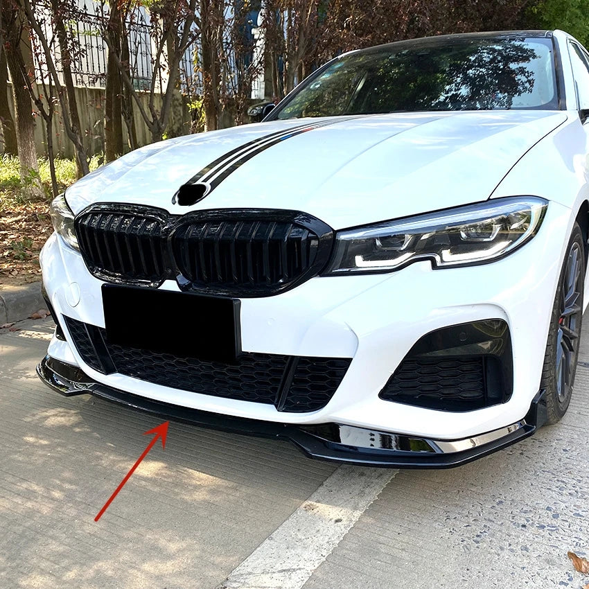 BMW 3 Series G20 G21 320i 330i 2019-2022 Front Bumper Splitter Lip - Gloss Black