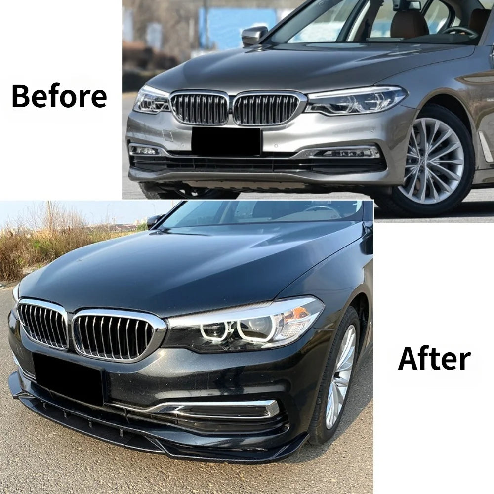 Front Bumper Lip Splitter Trim For BMW 5 Series G30 Pre-LCI Luxury 2017-2020 525i 530i Exterior Refit Body Kit Decorative Parts