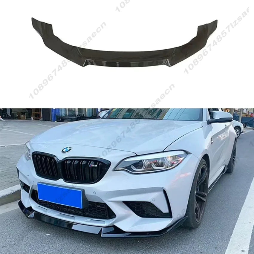 For BMW F87 M2 CS Coupe 2016 2017 2018 2019 2020 2021 Car Front Bumper Lip Spoiler Body Kit Splitter Diffuser Tuning Gloss Black